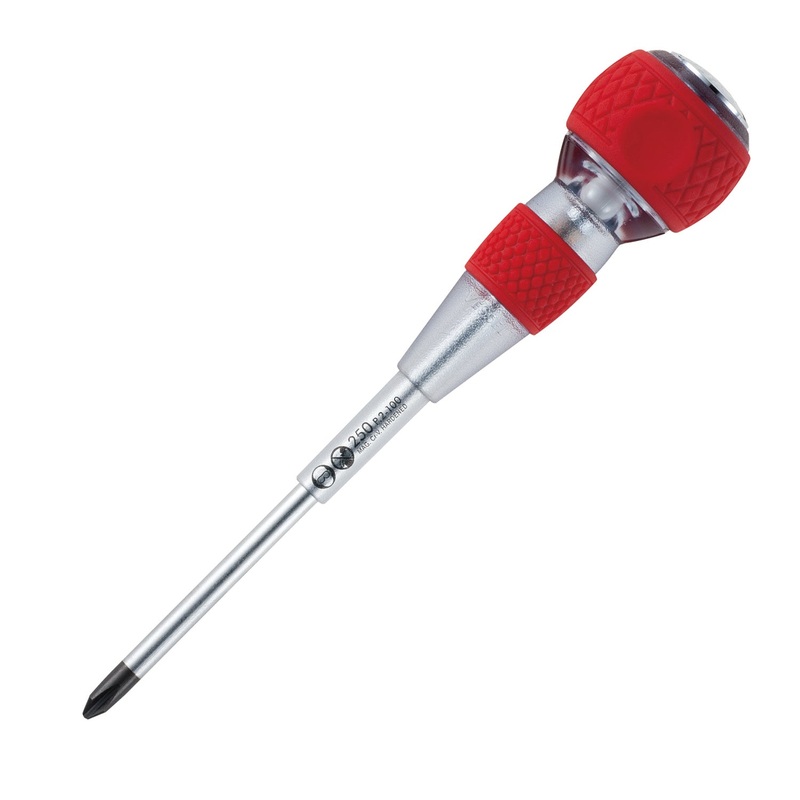Vessel Tools Ball Grip Tang-Thru Screwdriver for Electric Works with Ceramic Ball, PH2 x 100mm – VL 250P2100