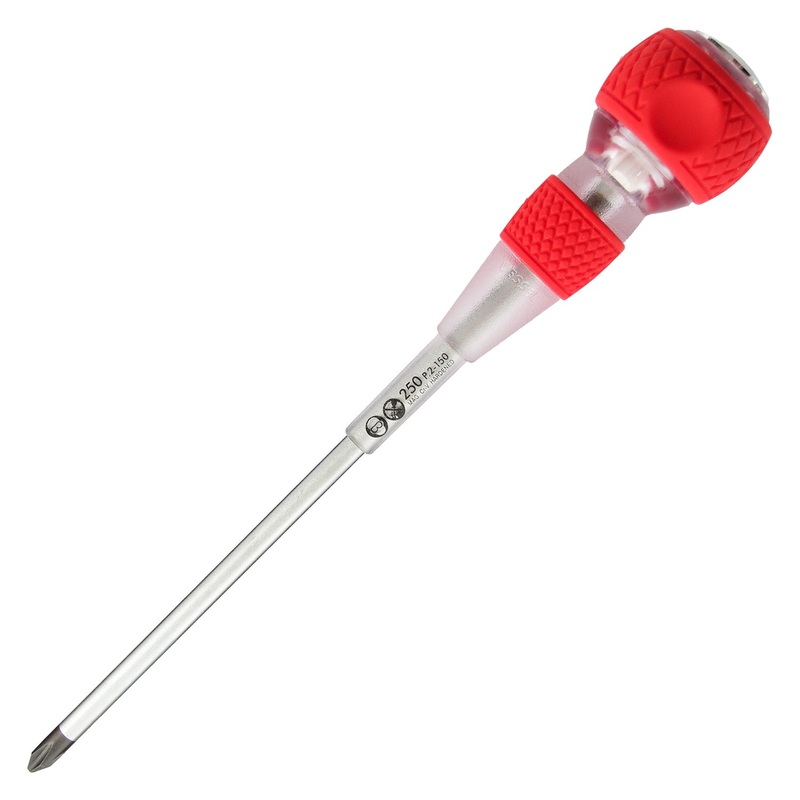 Vessel Tools Ball Grip Tang-Thru Screwdriver for Electric Works with Ceramic Ball, PH2 x 150mm – VL 250P2150