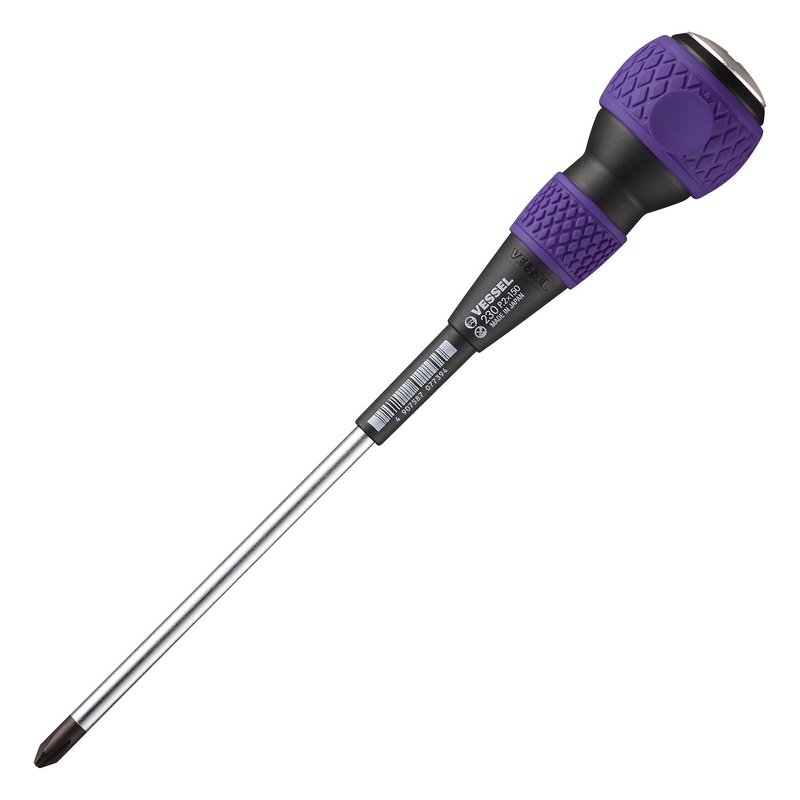 Vessel Tools Ball Grip Tang-Thru Screwdriver, PH2 x 150mm – VL 230P2150