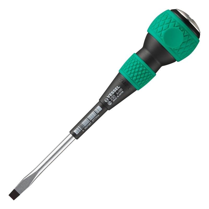 Vessel Tools Ball Grip Tang-Thru Slotted Screwdriver, 6 x 100mm – VL 230S6100