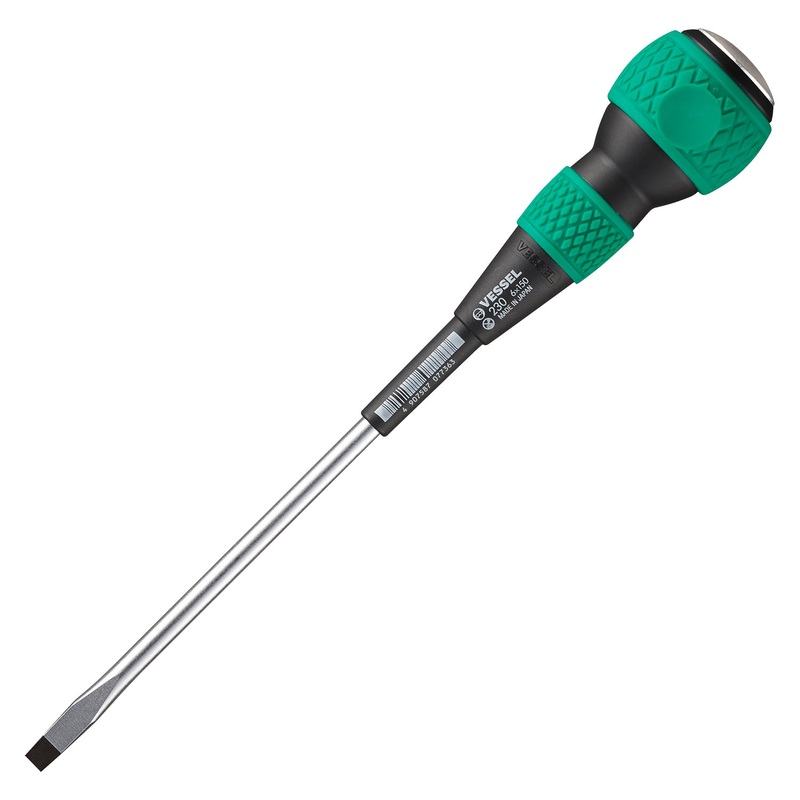 Vessel Tools Ball Grip Tang-Thru Slotted Screwdriver, 6 x 150mm – VL 230S6150