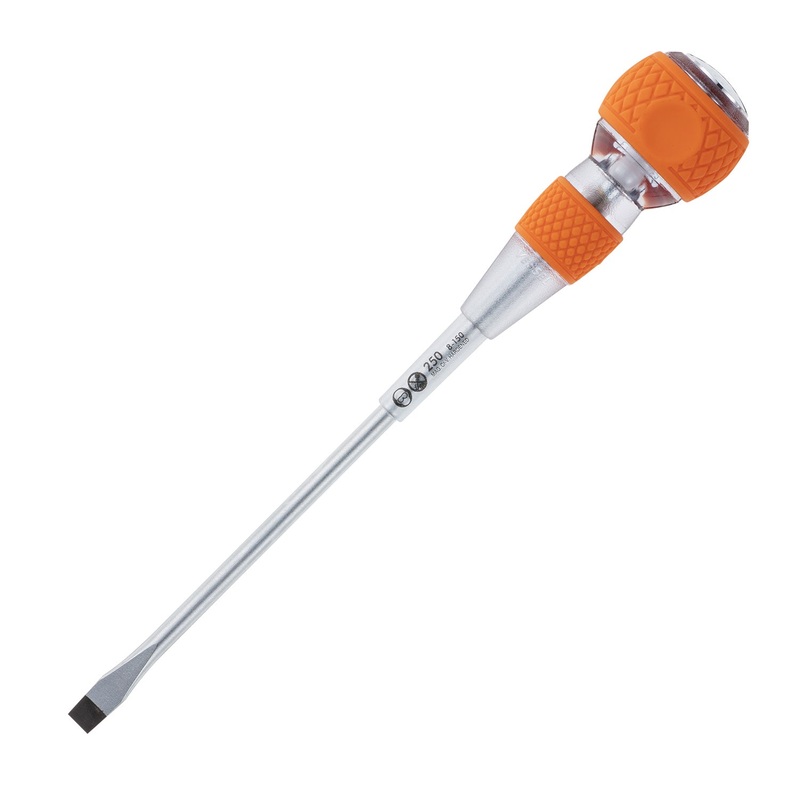 Vessel Tools Ball Grip Tang-Thru Slotted Screwdriver for Electric Works with Ceramic Ball, 8 x 150mm – VL 250S8150