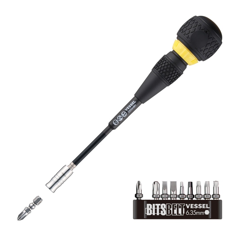 Vessel Tools Ball Ratchet Interchangeable Screwdriver with 10 Piece Bits – VL 2200MBH120K01