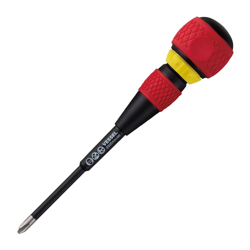 Vessel Tools Ball Ratchet Screwdriver, PH2 x 100mm – VL 2200P2100