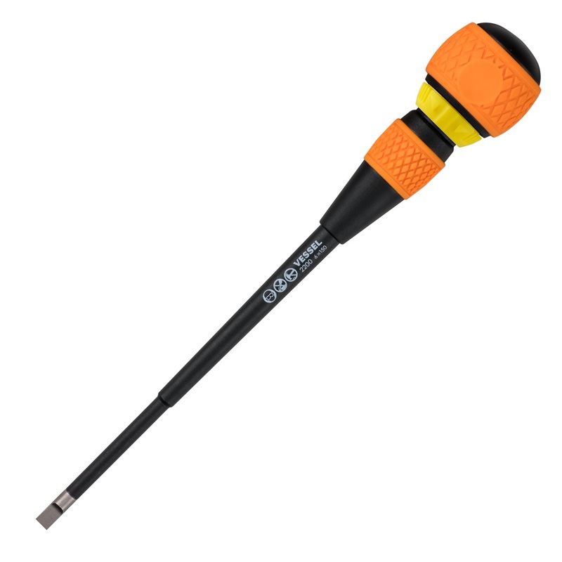 Vessel Tools Ball Ratchet Slotted Screwdriver, 6 x 150mm – VL 2200S6150