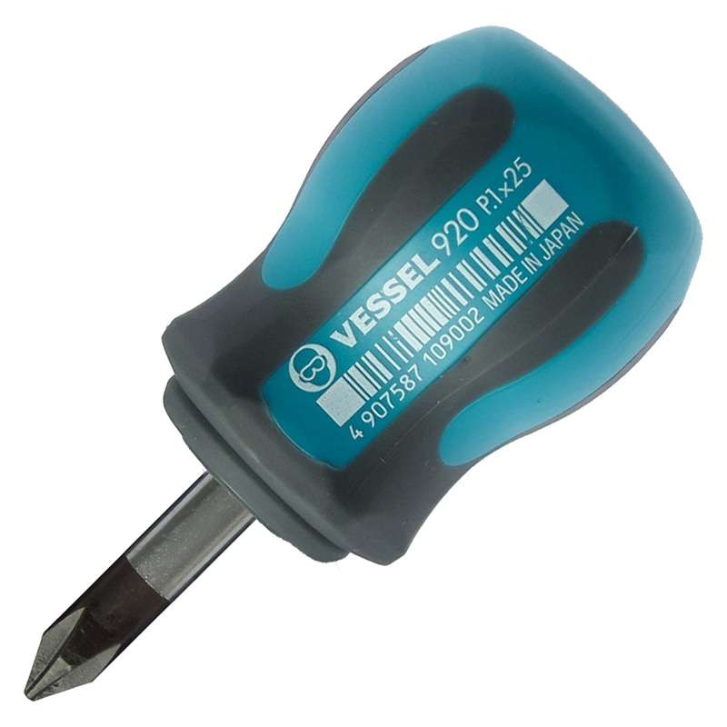 Vessel Tools Megadora Stubby Screwdriver, PH1 x 25mm – VL 920P125