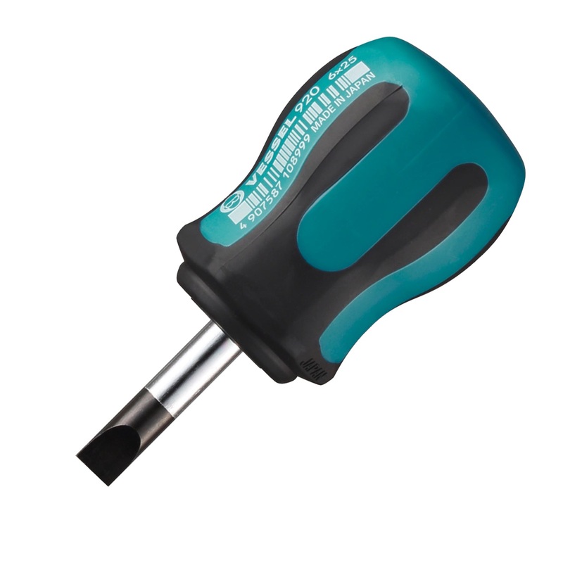 Vessel Tools Megadora Stubby Slotted Screwdriver, 6 x 25mm – VL 920S625