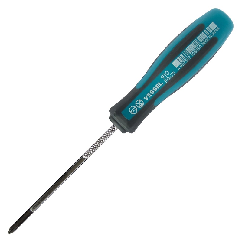 Vessel Tools Megadora Thin Shank Screwdriver, PH0 x 75mm – VL 910P075