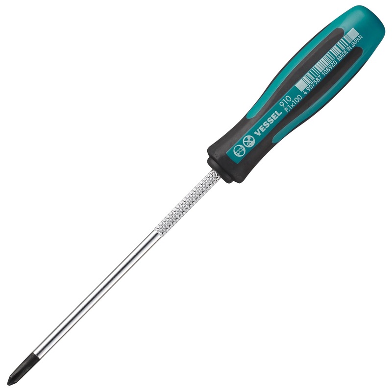 Vessel Tools Megadora Thin Shank Screwdriver, PH1 x 100mm – VL 910P1100