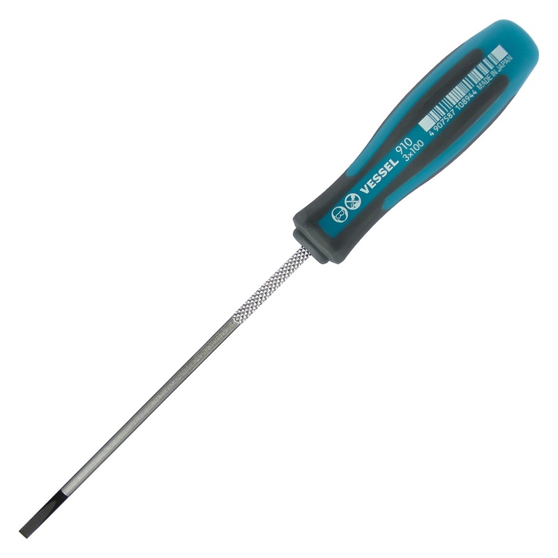 Vessel Tools Megadora Thin Shank Slotted Screwdriver, 3 x 100mm – VL 910S3100