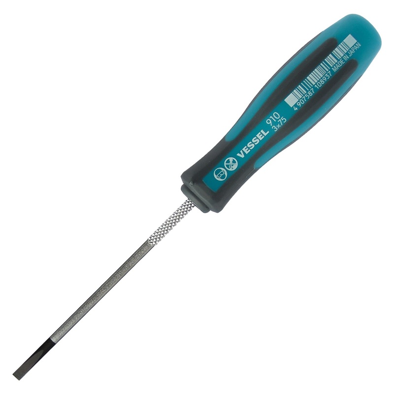 Vessel Tools Megadora Thin Shank Slotted Screwdriver, 3 x 75mm – VL 910S375