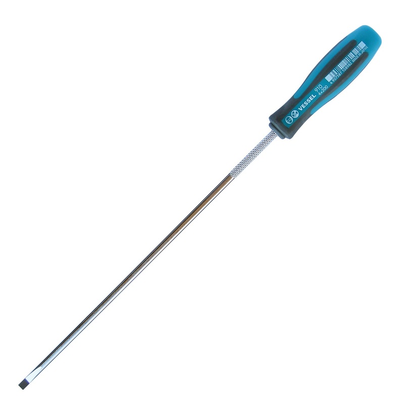 Vessel Tools Megadora Thin Shank Slotted Screwdriver, 4 x 200mm – VL 910S4200