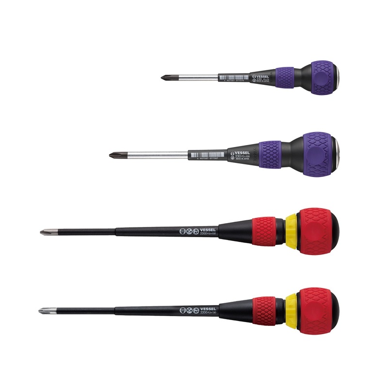 Vessel Tools Set of 4 Ball Grip Jisdrive Screwdriver – VL 2304JSPB