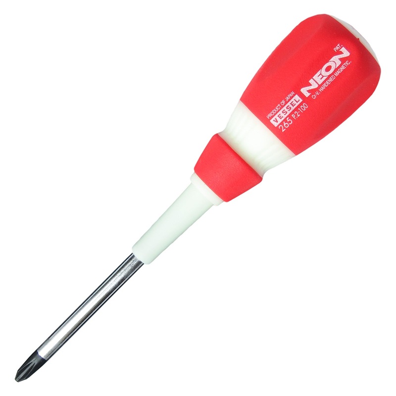 Vessel Tools Neon Screwdriver, PH2 x 100mm – VL 265P2100