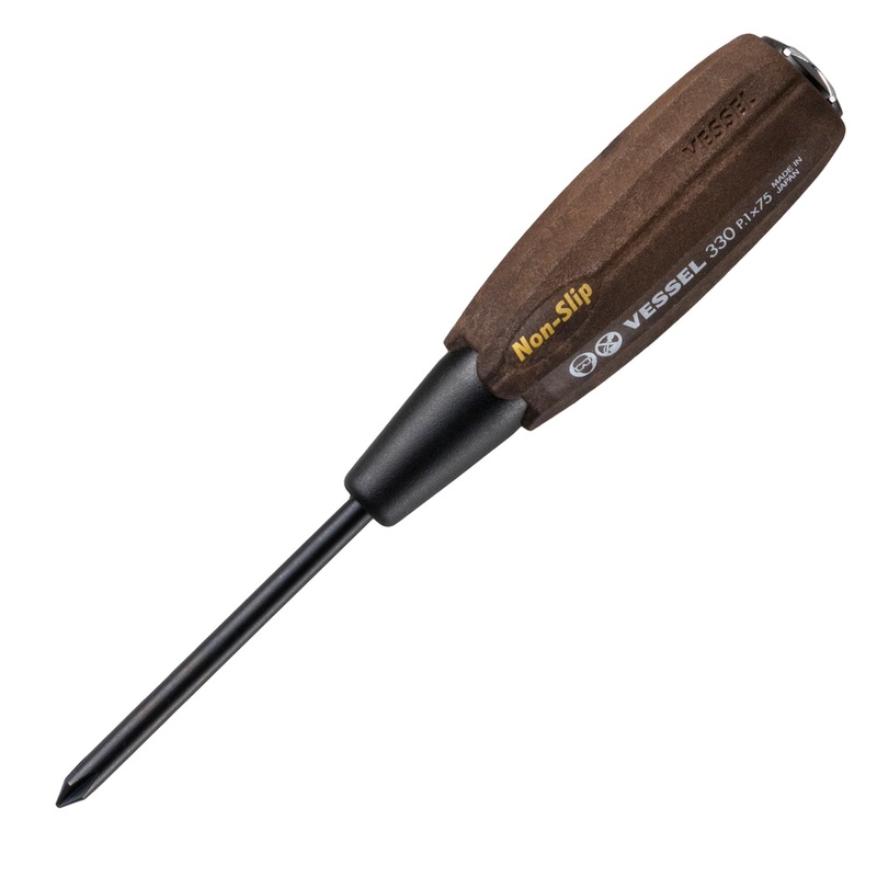 Vessel Tools Wood-Compo Tang-Thru Screwdriver, PH1 x 75mm – VL 330P175