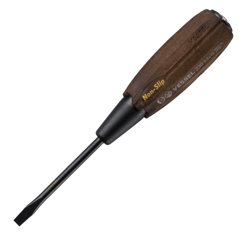 Vessel Tools Wood-Compo Tang-Thru Slotted Screwdriver, 5.5 x 75mm – VL 330S5575