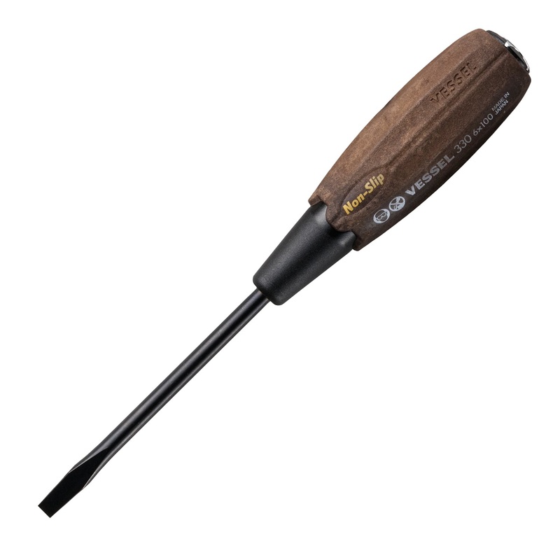Vessel Tools Wood-Compo Tang-Thru Slotted Screwdriver, 6 x 100mm – VL 330S6100