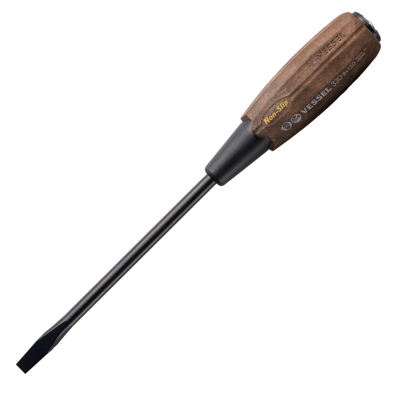 Vessel Tools Wood-Compo Tang-Thru Slotted Screwdriver, 8 x 150mm – VL 330S8150