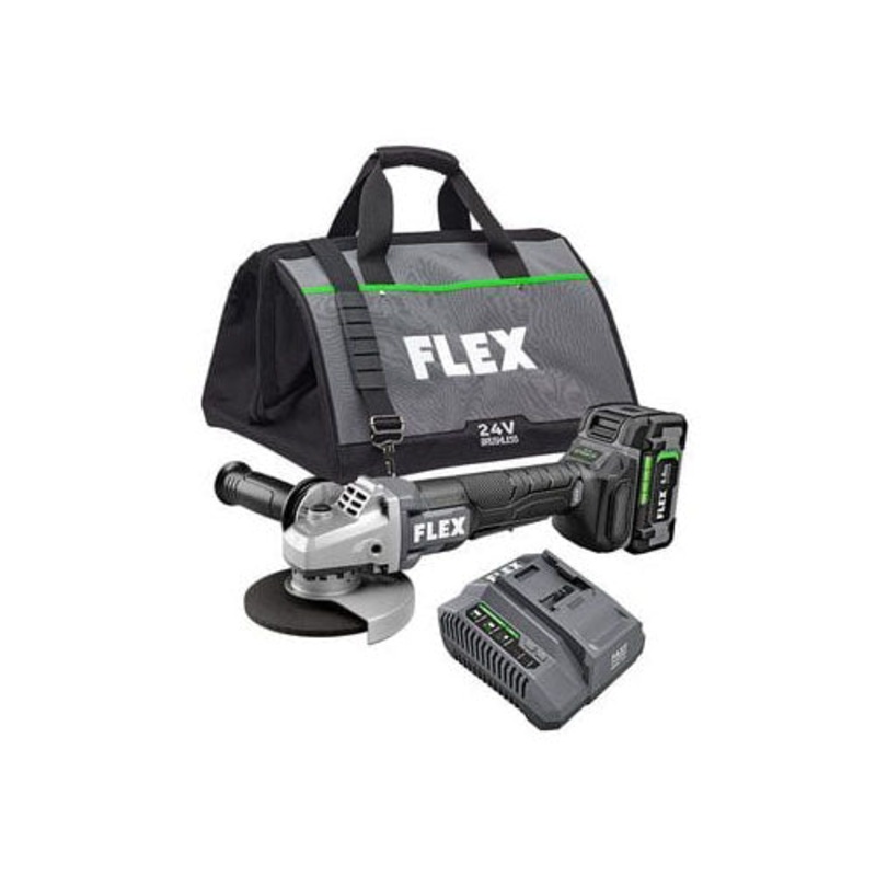 Flex FX3171A-1C 4-1/2 – 5 in x 5/8 in 24 V Brushless Variable Speed Cordless Angle Grinder with Paddle Switch