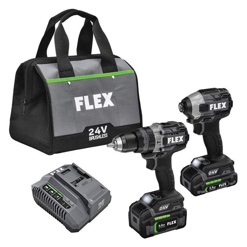 Flex FXM202-2B Turbo Hammer Drill & Quick Eject Impact Driver Kit (1×2.5Ah + 1×5.0Ah)