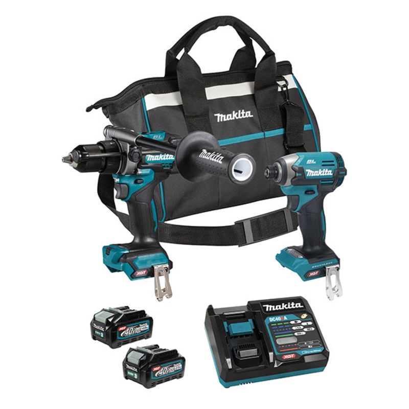 Makita DK0176G207 40V Max XGT Hammer Drill And Impact Driver Combo Kit (1 x 2.5 Ah & 1 x 4.0 Ah)