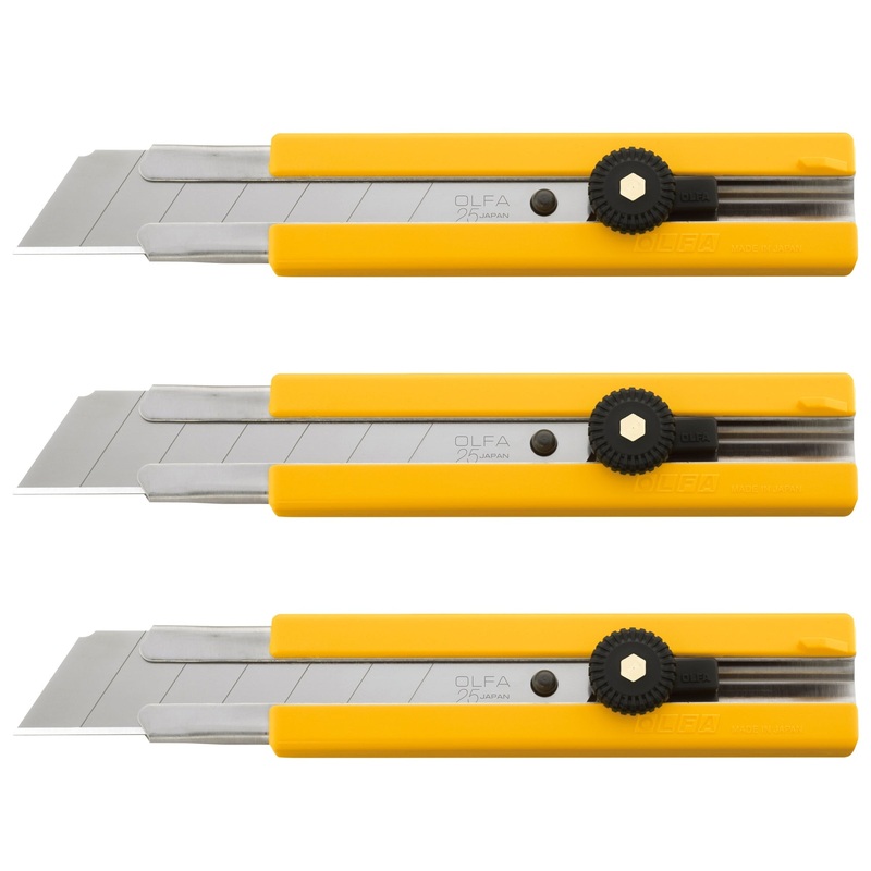 Olfa Ratchet Lock Utility Knife 25mm 3 Pack