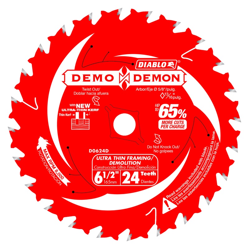 Diablo Tools D0624DA 6-1/2 in 5/8 in 8000 rpm Saw Blade
