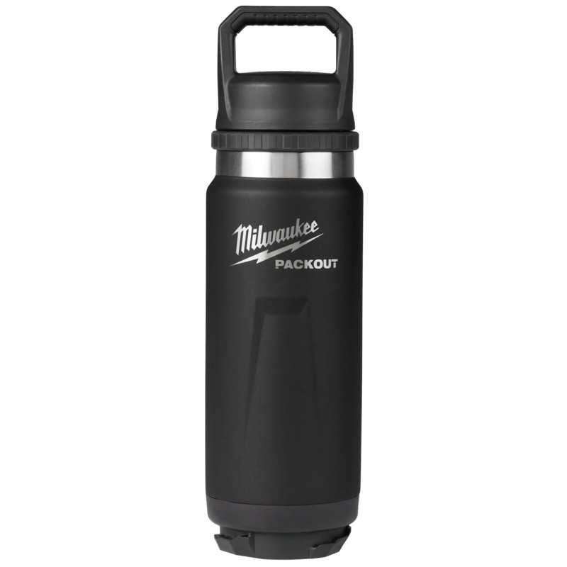 Milwaukee 48-22-8396B PACKOUT 24 oz 18/8 Stainless Steel Black Insulated Bottle with Chug Lid