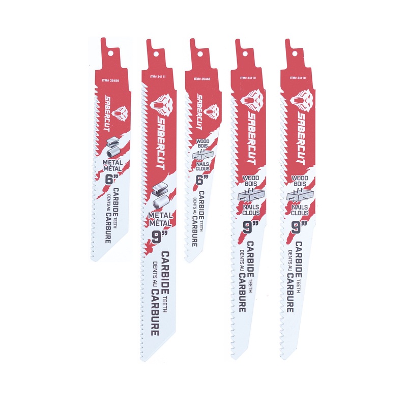 Sabercut Red Label 5-Piece Wood/Metal Carbide Reciprocating Saw Blade Set