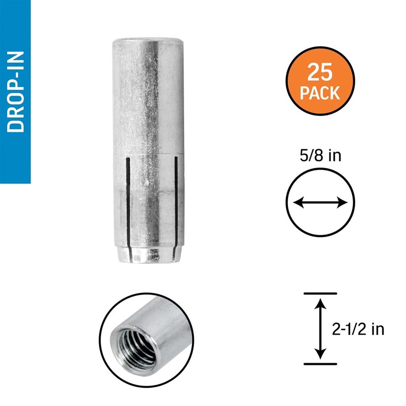 DuraDrive 5/8 in 2-1/2 in Steel Internally Threaded Smooth Drop-In Anchor – 25/Pack