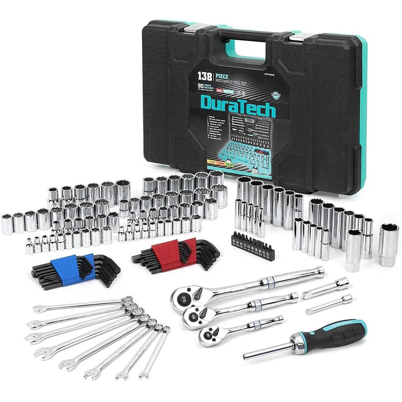 Duratech Dtmtss138 Metric/SAE 1/4 in, 3/8 in, 1/2 in, 21.3 in Socket Set