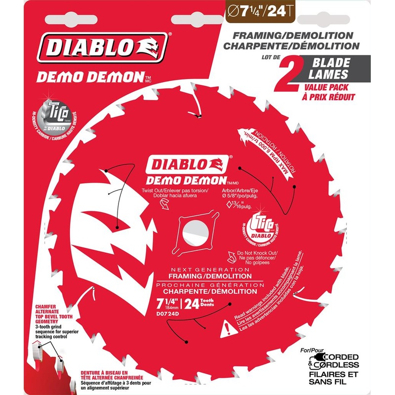 DIABLO PROMO S.B. D0724DVPX DEMOLITION SAW BLADE 7-1/4 InchesX24T 2PK