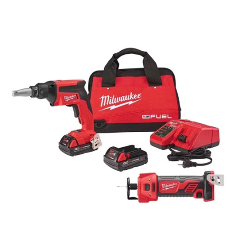 Milwaukee 2866-22CTP M18 FUEL 18V Drywall Screw Gun with M18 Cutout Tool Kit 2 x 2.0 Ah