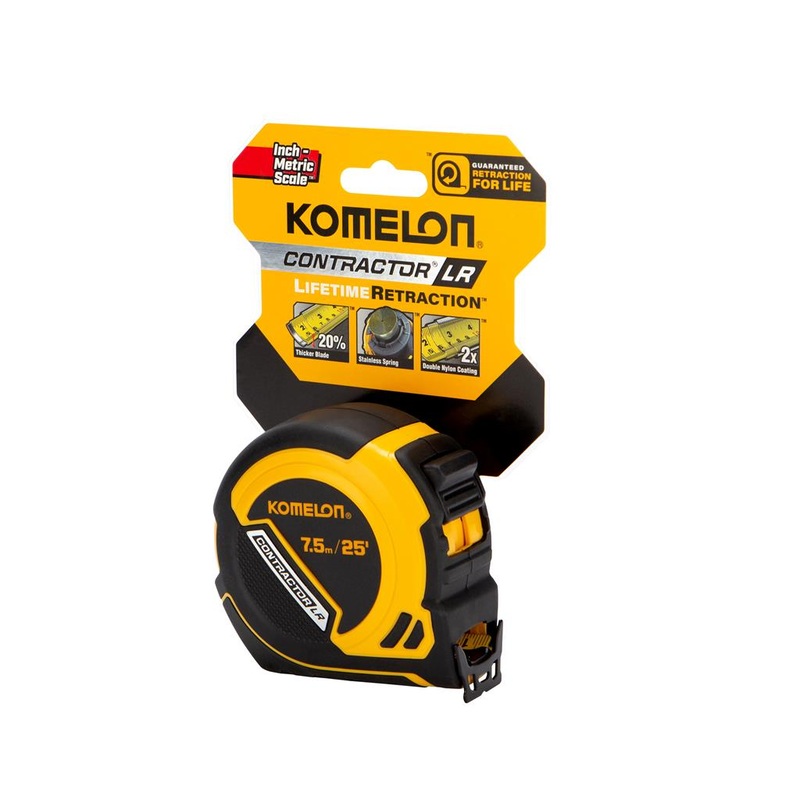 Komelon 7.5 m / 25 ft. Lifetime Retraction Tape Measure