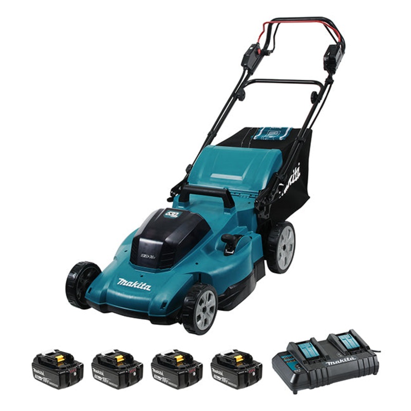 Makita DLM539CT4 36V(18Vx2) LXT 21 in. Self Propelled PLASTIC DECK Lawn Mower Kit (5.0Ah x 4)