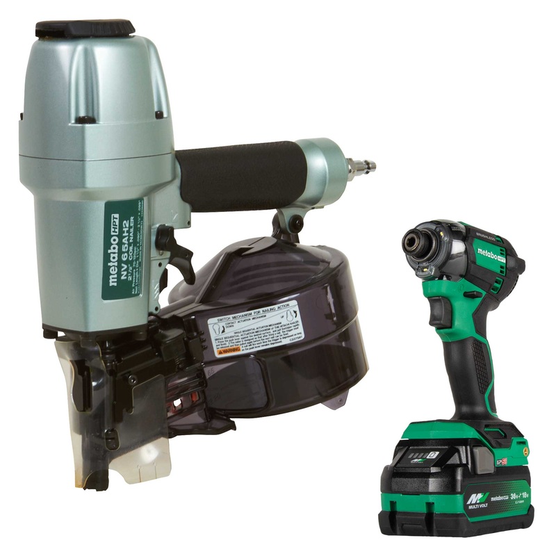 METABO KNV65AH2  2-1/2 Inch Coil Siding Nailer with BONUS Impact Driver Kit