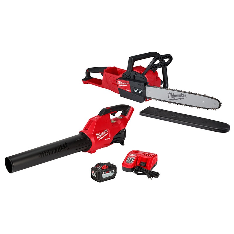 Milwaukee 2727-21HDP M18 FUEL 18 Volt Lithium-Ion Brushless Cordless 16 in. Chainsaw Kit with Blower