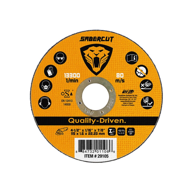 Sabercut 4-1/2 in. x 1/16 in. Type 1 Cut-Off Grinder Wheel for Metal Cutting