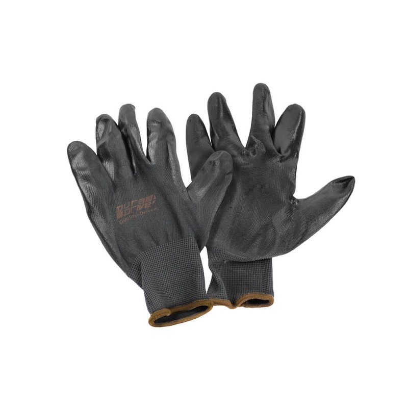 DuraDrive Black Shell Nitrile Palm Coated Work Gloves (12 Pairs)