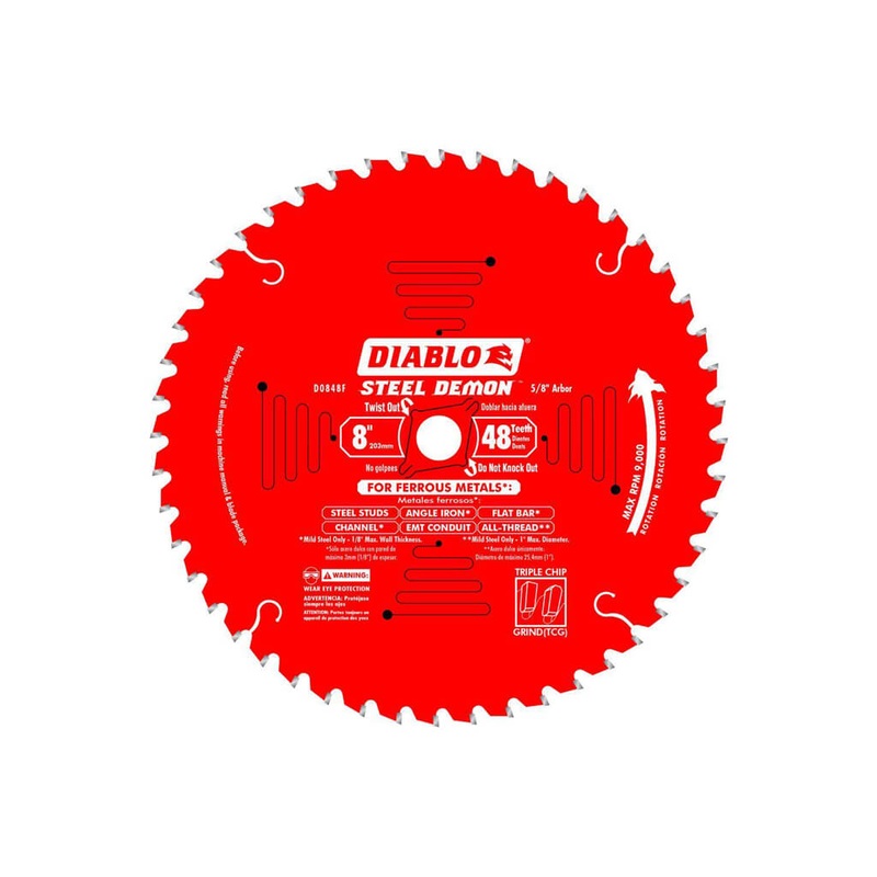 Freud Diablo D0842CF Steel Demon 8 in. 48-Tooth Cermet Carbide Tipped Ferrous Metal and Stainless Steel Cutting Saw Blade