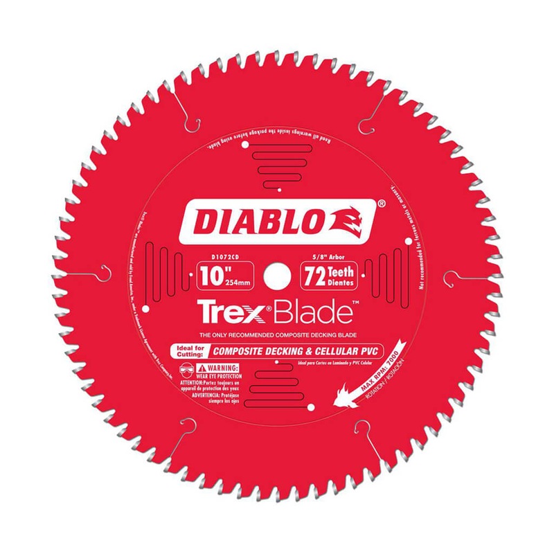 Freud Diablo D1072CD TrexBlade 10 in. 72-Tooth High Density Carbide Tipped Composite/Plastics Cuttin