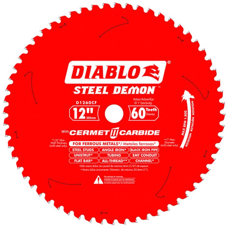 Freud Diablo D1260CF Steel Demon 12 in. 60-Tooth Cermet Carbide Tipped Metal and Stainless Steel Cut