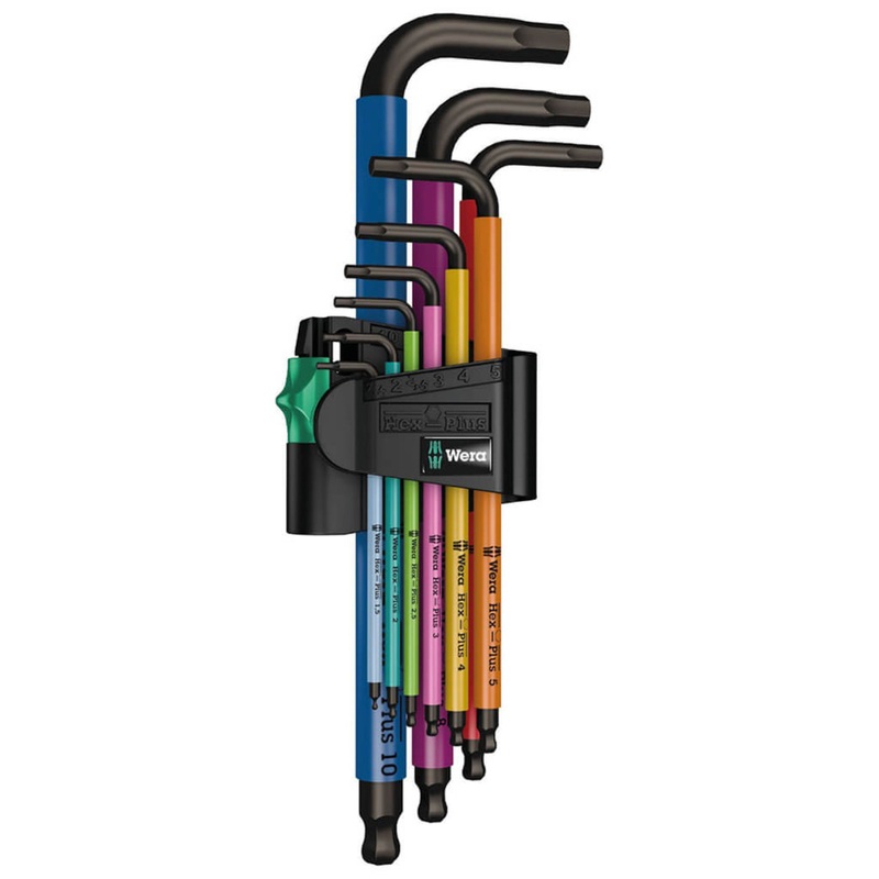 Wera 05073593001 9-Piece 950/9 SPKL SB BlackLaser Multicolour Metric Hex-Plus L-Key Set