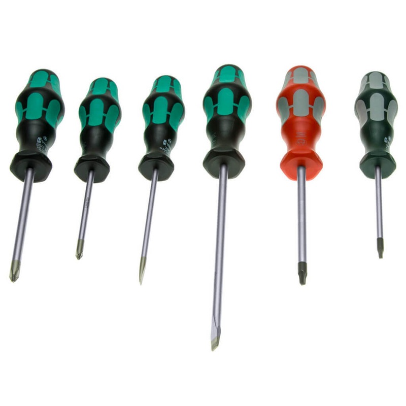 Wera 05347778001 6-Piece 334/368/6 Kraftform Plus Screwdriver Set with Rack