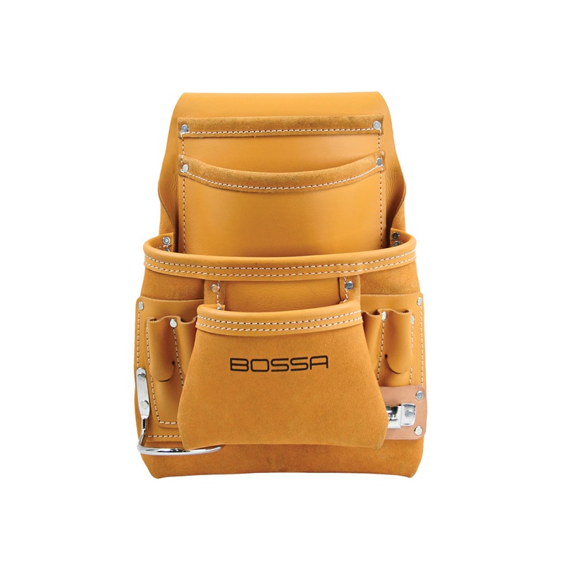 Bossa 10-Pocket Brown Top Grain Leather Carpenters Nail and Tool Pouch