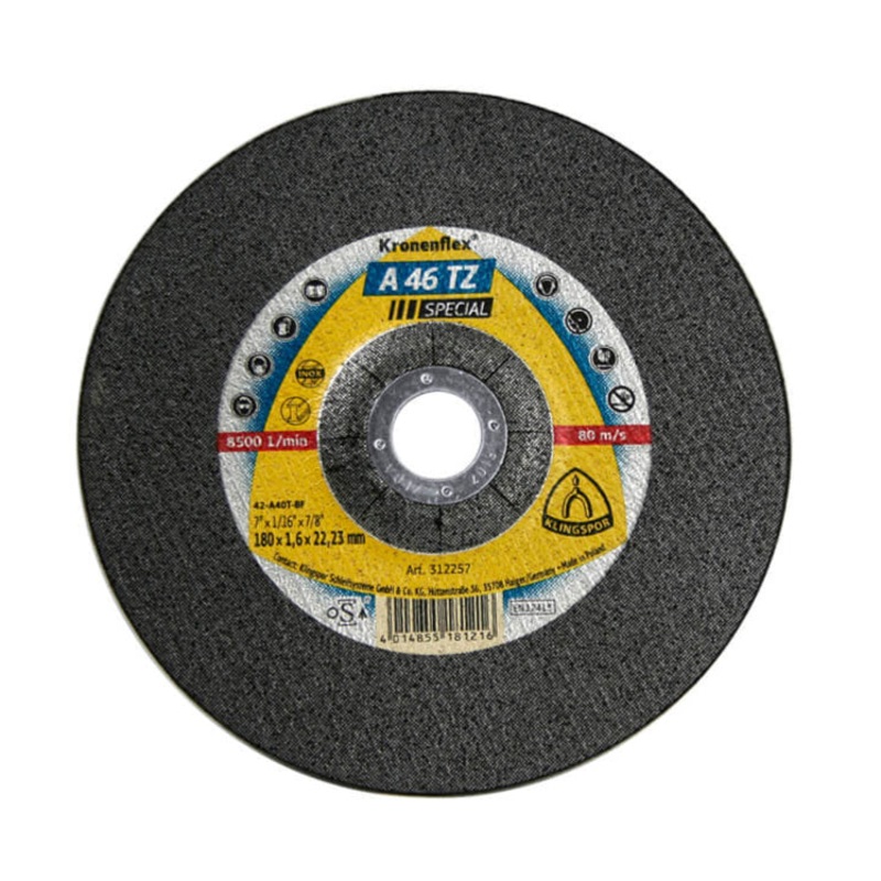 KLINGSPOR 264297 A 60 N Supra 4-1/2 in. x 3/64 in. x 7/8 in. Kronenflex Flat Cut-Off Wheel For Aluminum