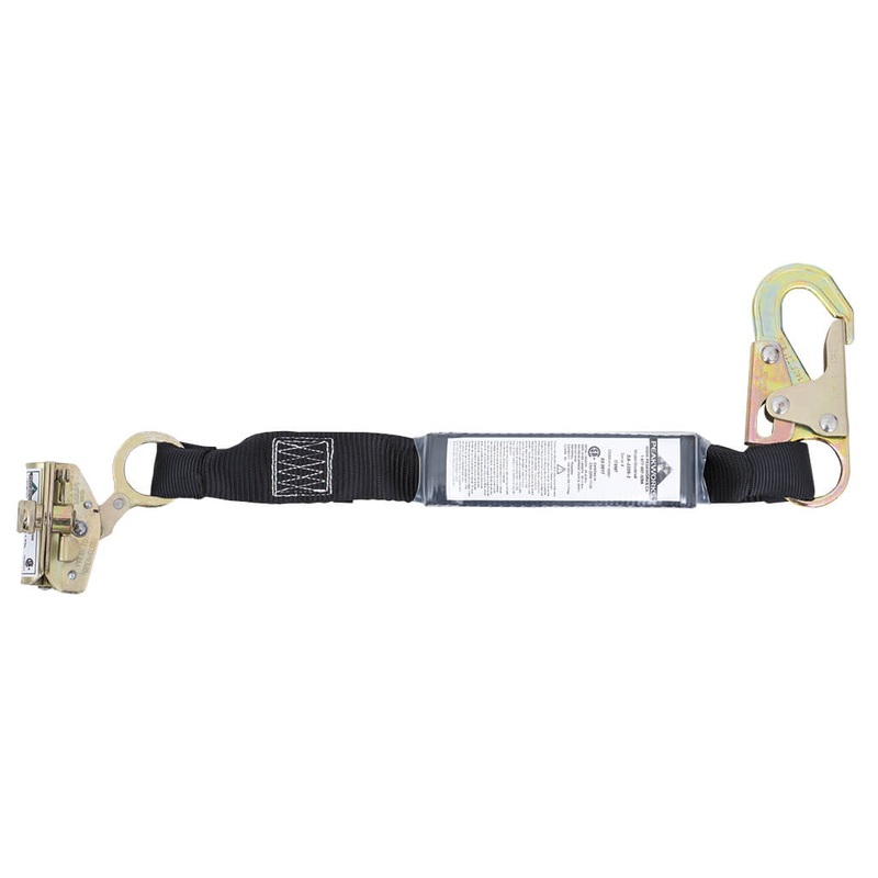 Peakworks 2 ft. E4 Shock Absorbing Single Leg Safety Lanyard with Snap Hook and ADP Rope Grab