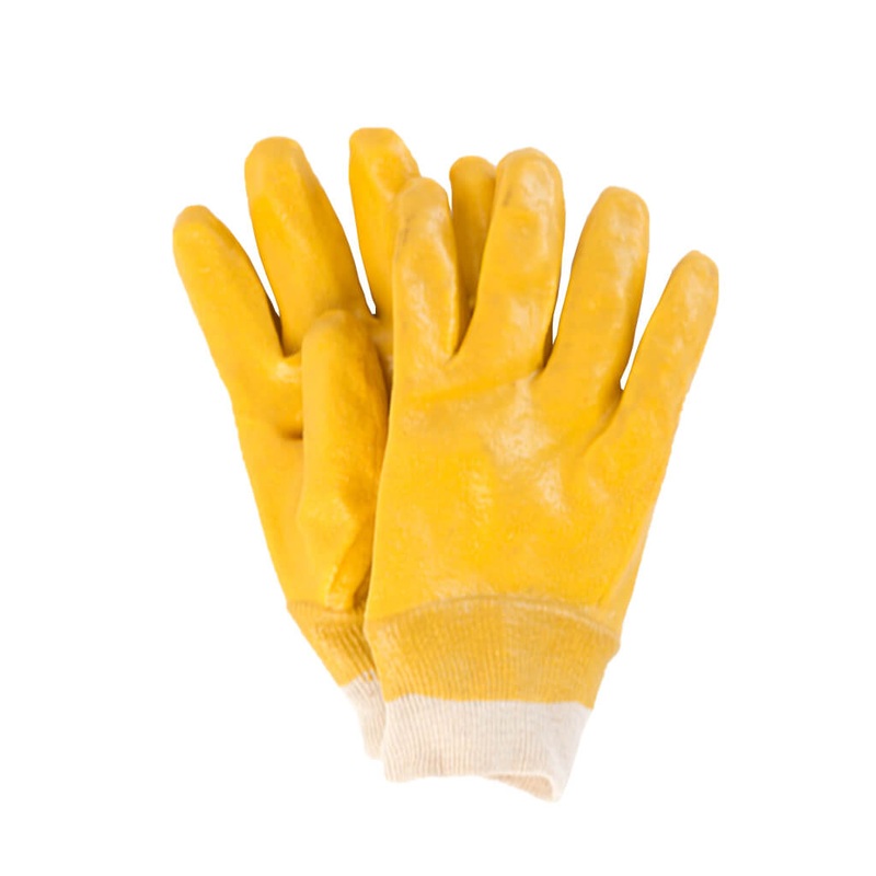 Wayne Safety 11I-HKI100YU 10 in. Men’s Yellow Knitted Wrist PVC Gloves -12 Pack