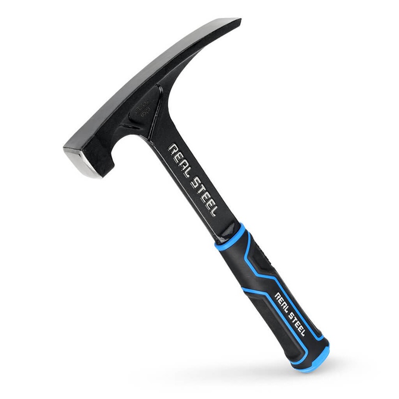 REAL STEEL 0523 22-oz. Forged One-Piece Steel Brick Hammer and Chisel Edge Rock Pick