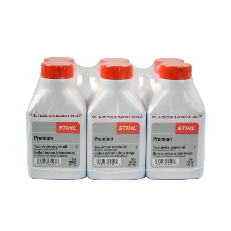 STIHL 70028710123 100mL 50:1 Premium 2-Stroke Engine Oil (6-Pack)